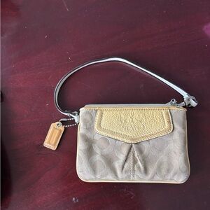 Coach Tan and Yellow Wristlet